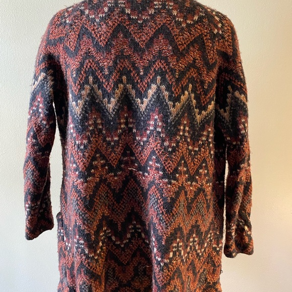 Lucky Brand Boho Zig Zag Aztec Knit Cardigan M - Picture 2 of 4